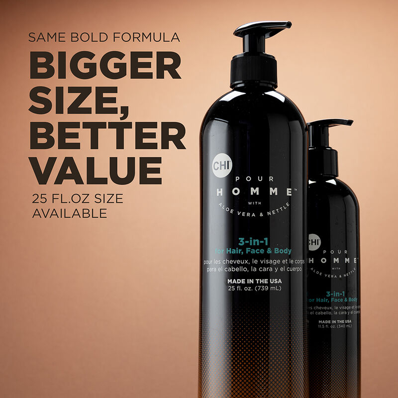Pour Homme 3 in 1 Hair Face and Body Wash - 11.5 Ounces, , large image number null